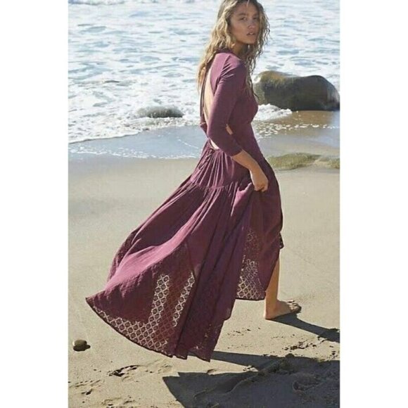 Free People Dresses & Skirts - NEW FREE PEOPLE SEA ME DRY ROSE MAXI DRESS SZ LARGE